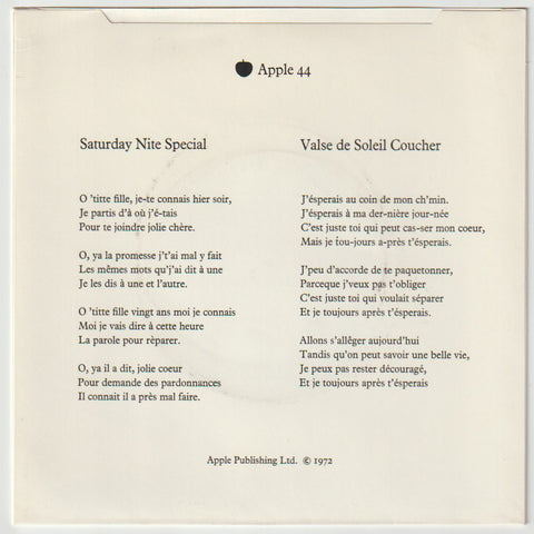 Saturday Nite Special / Valse De Soleil Coucher