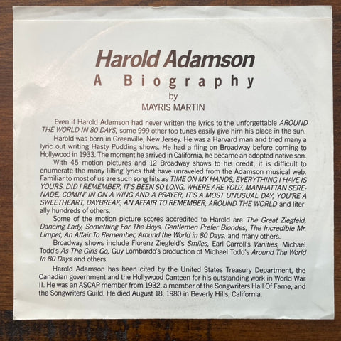 Frank And Sarah And Nat And Vic Salute Harold Adamson