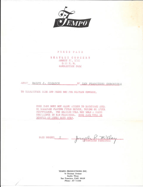 1966 San Francisco Candlestick Park Concert File