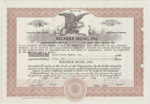 Bizarre Music Stock Shares