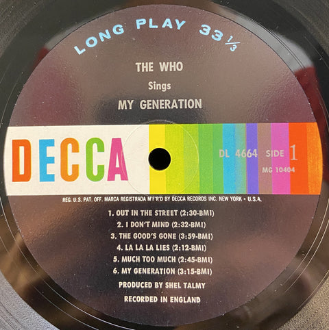 Sings "My Generation"