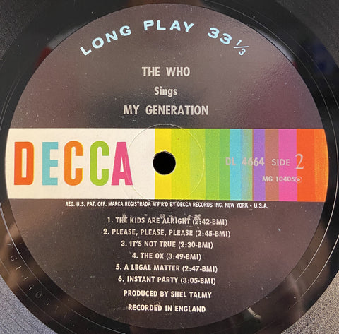 Sings "My Generation"