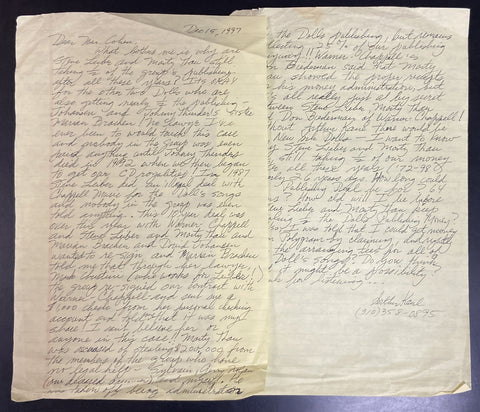 Arthur Kane Hand-Written & Signed Letter