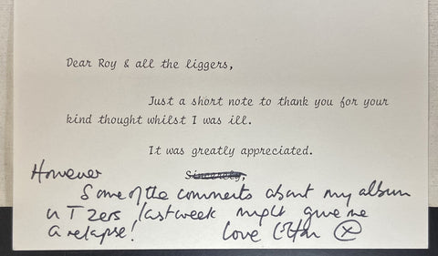 Signed Thank You Note To Roy Carr