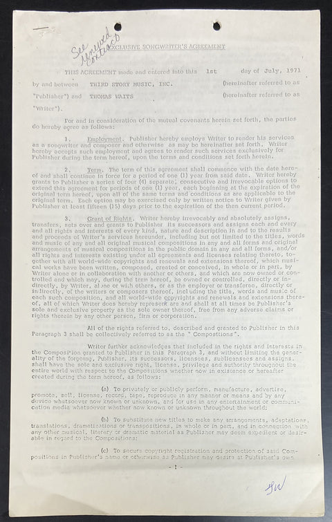 Exclusive Songwriter's Agreement