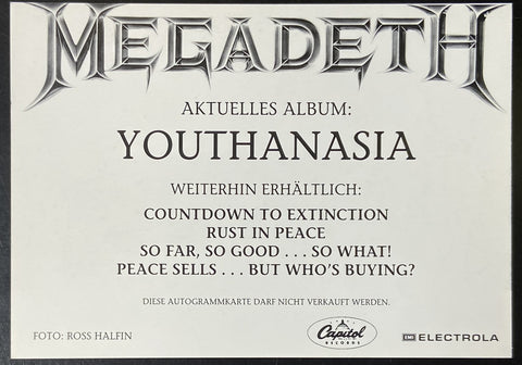 Autographed Youthanasia Postcard