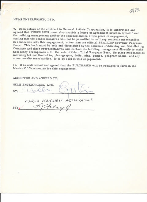 1966 Memphis "Cherry Bomb" Concert Contract